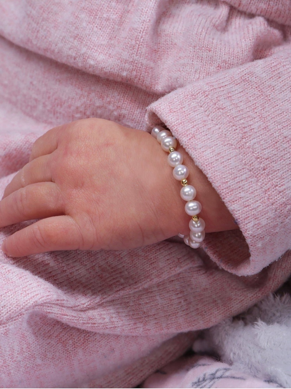 Cherished Moments Girls 14K Gold-Plated Pearl Baby Bracelet Small 0-12m